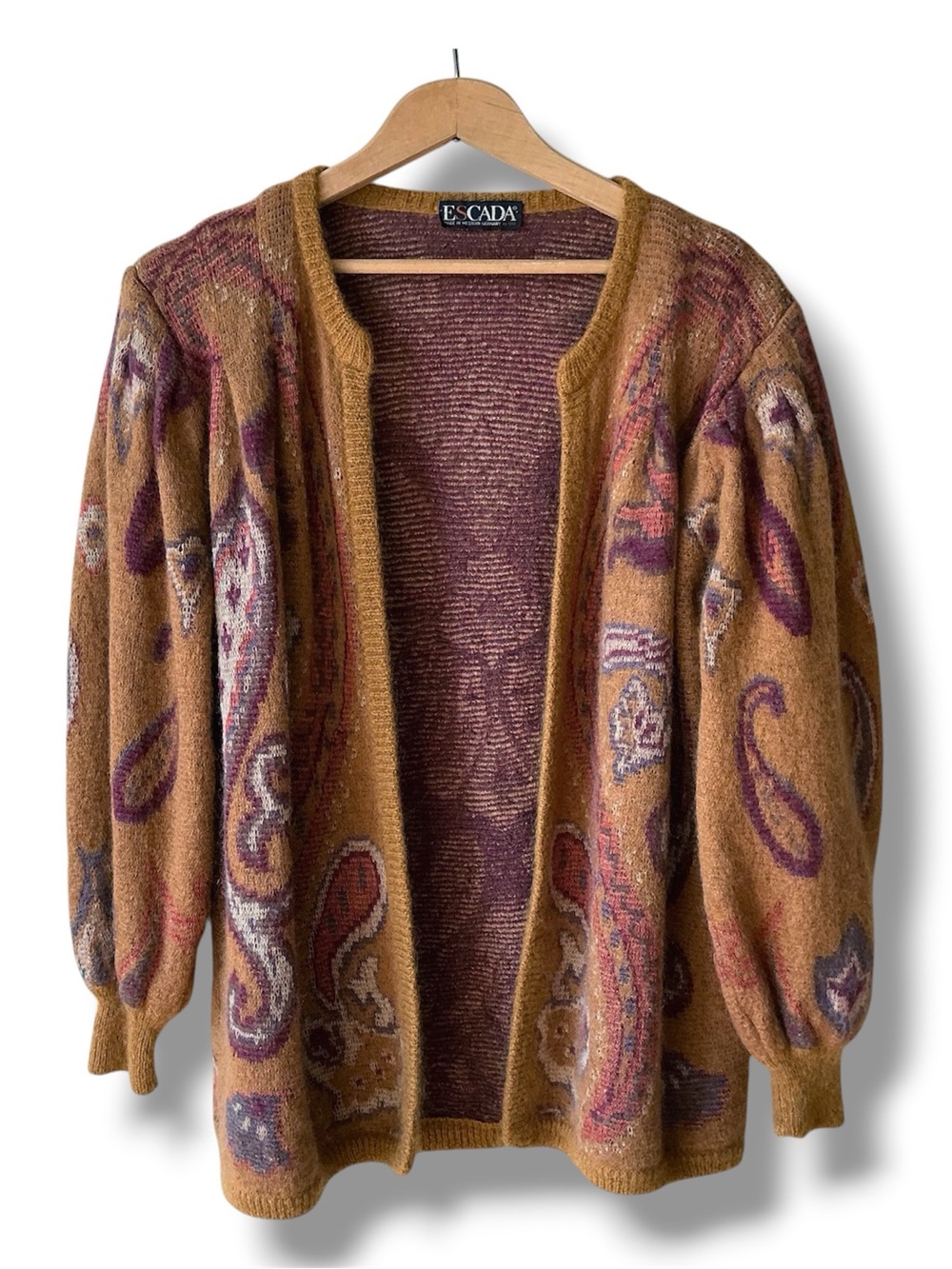 Vintage Escada Mohair Paisley Print Open Front Cardigan Size 36/US S (Runs Big)